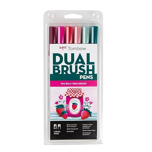 Tombow 56237 Dual Brush Pen Art Markers, Very Berry, 6-Pack