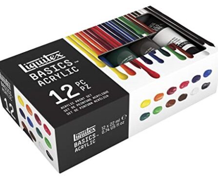 [3]Liquitex 2023469 0.74 oz Tubes Basics Acrylic Paint Set44; Assorted Color - Set of 12