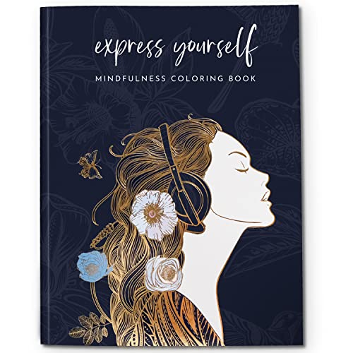 Adult Coloring Book for Women - Mindfulness Coloring Book with Personal Growth Prompts - Stress Relief Book for Adults Relaxation, Anxiety Color Book